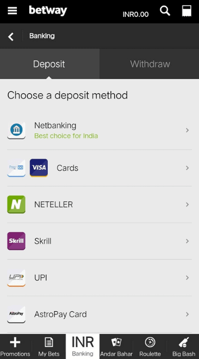 Select your desired payment method from the list available