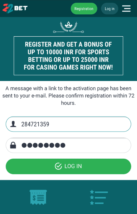 Screenshot of where you Enter your phone number and address in the sign-up process at 22Bet