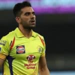 Deepak Chahar looking sad while playing for CSK